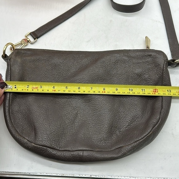 Furla Vintage Brown Pebble Leather Crossbody Bag with Teal Lining Made in Italy - Picture 8 of 15